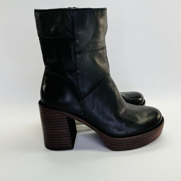 Lucky Brand Omarey Platform Boot Women's Size 6 in Black Block Heel Inside Zip - Picture 1 of 15